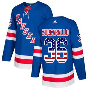 Boern-NHL-New-York-Rangers-Ishockey-Troeje-Mats-Zuccarello-36-Authentic-Royal-Blaa-USA-Flag-Fashion
