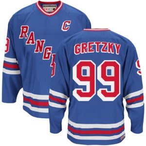 Boern-NHL-New-York-Rangers-Ishockey-Troeje-Wayne-Gretzky-99-Authentic-Throwback-Royal-Blaa-CCM-Heroes-Alumni