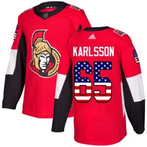 Boern-NHL-Ottawa-Senators-Ishockey-Troeje-Erik-Karlsson-65-Authentic-Roed-USA-Flag-Fashion