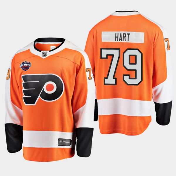 Boern-NHL-Philadelphia-Flyers-Ishockey-Troeje-Carter-Hart-79-Orange-2019-Global-Series-Breakaway-Player