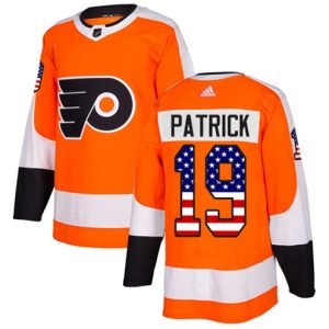 Boern-NHL-Philadelphia-Flyers-Ishockey-Troeje-Nolan-Patrick-19-Authentic-Orange-USA-Flag-Fashion