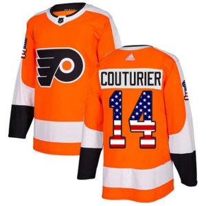 Boern-NHL-Philadelphia-Flyers-Ishockey-Troeje-Sean-Couturier-14-Oranssi-USA-Flag-Fashion-Authentic