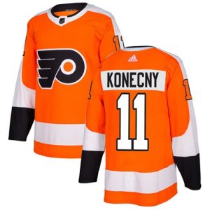 Boern-NHL-Philadelphia-Flyers-Ishockey-Troeje-Travis-Konecny-11-Authentic-Orange-Hjemme