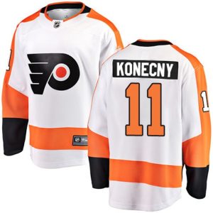 Boern-NHL-Philadelphia-Flyers-Ishockey-Troeje-Travis-Konecny-11-Breakaway-Hvid-Fanatics-Branded-Ude