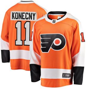 Boern-NHL-Philadelphia-Flyers-Ishockey-Troeje-Travis-Konecny-11-Breakaway-Orange-Fanatics-Branded-Hjemme