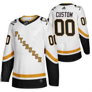Boern-NHL-Pittsburgh-Penguins-Ishockey-Troeje-Custom-Hvid-2020-21-Reverse-Retro-Fourth-Authentic