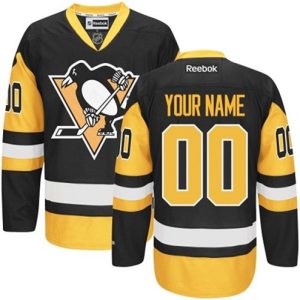 Boern-NHL-Pittsburgh-Penguins-Ishockey-Troeje-Customized-Reebok-Third-Sort-Guld-Authentic