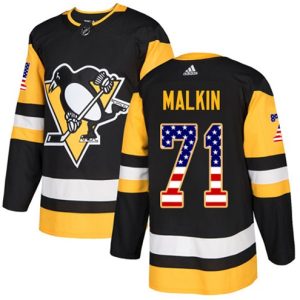 Boern-NHL-Pittsburgh-Penguins-Ishockey-Troeje-Evgeni-Malkin-71-Authentic-Sort-USA-Flag-Fashion