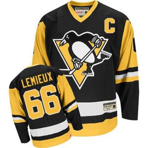 Boern-NHL-Pittsburgh-Penguins-Ishockey-Troeje-Mario-Lemieux-66-Authentic-Throwback-Sort-CCM