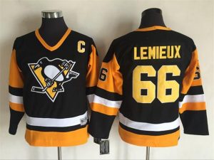 Boern-NHL-Pittsburgh-Penguins-Ishockey-Troeje-Mario-Lemieux-66-Sort