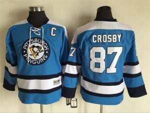 Boern-NHL-Pittsburgh-Penguins-Ishockey-Troeje-Retro-Sidney-Crosby-87-Blaa
