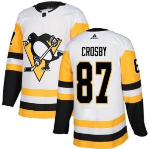 Boern-NHL-Pittsburgh-Penguins-Ishockey-Troeje-Sidney-Crosby-87-Authentic-Hvid-Ude