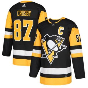 Boern-NHL-Pittsburgh-Penguins-Ishockey-Troeje-Sidney-Crosby-87-Authentic-Sort-Hjemme