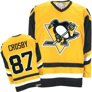 Boern-NHL-Pittsburgh-Penguins-Ishockey-Troeje-Sidney-Crosby-87-Authentic-Throwback-Guld-CCM