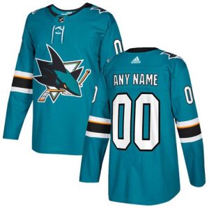 Boern-NHL-San-Jose-Sharks-Ishockey-Troeje-Customized-Hjemme-Teal-Groen-Authentic