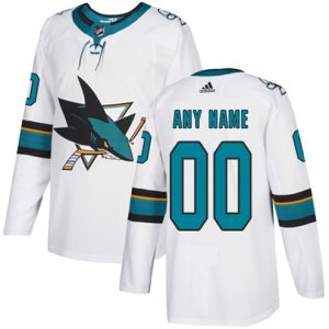 Boern-NHL-San-Jose-Sharks-Ishockey-Troeje-Customized-Ude-Hvid-Authentic