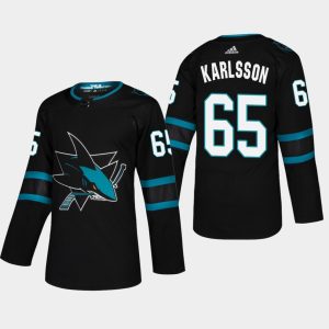 Boern-NHL-San-Jose-Sharks-Ishockey-Troeje-Erik-Karlsson-65-2018-19-Sort-Authentic-Pro-Stealth-Alternate