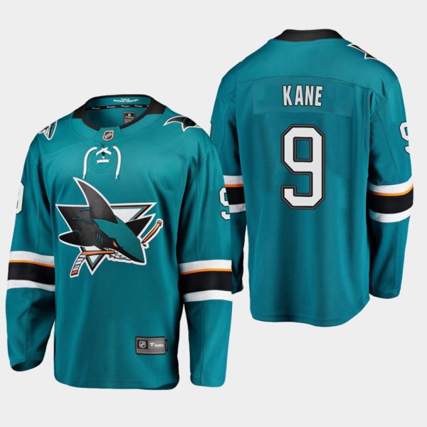 Boern-NHL-San-Jose-Sharks-Ishockey-Troeje-Evander-Kane-9-Premier-Breakaway-Player-Hjemme-Teal