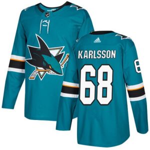 Boern-NHL-San-Jose-Sharks-Ishockey-Troeje-Melker-Karlsson-68-Authentic-Teal-Groen-Hjemme