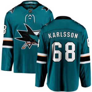 Boern-NHL-San-Jose-Sharks-Ishockey-Troeje-Melker-Karlsson-68-Breakaway-Teal-Groen-Fanatics-Branded-Hjemme