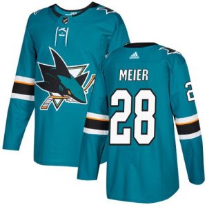 Boern-NHL-San-Jose-Sharks-Ishockey-Troeje-Timo-Meier-28-Authentic-Teal-Groen-Hjemme