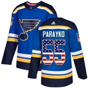 Boern-NHL-St.-Louis-Blues-Ishockey-Troeje-Colton-Parayko-55-Blaa-USA-Flag-Fashion-Authentic