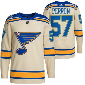 Boern-NHL-St.-Louis-Blues-Ishockey-Troeje-David-Perron-57-2022-Winter-Classic-Cream-Authentic