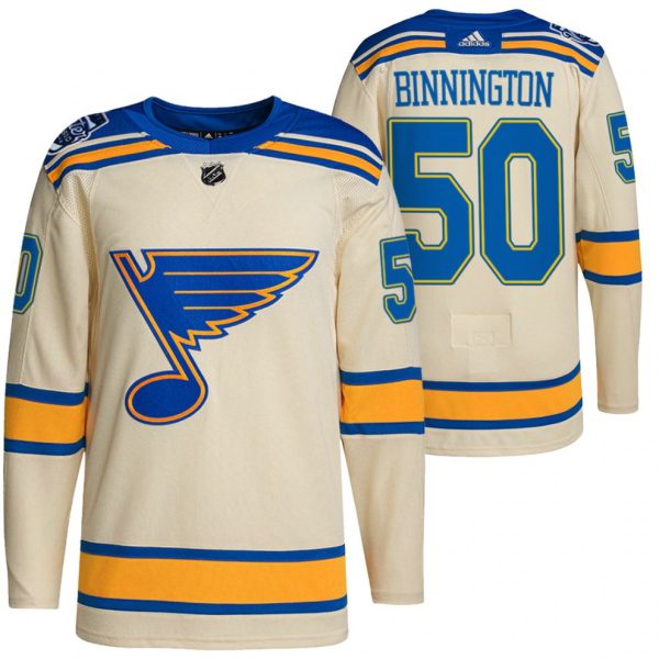 Boern-NHL-St.-Louis-Blues-Ishockey-Troeje-Jordan-Binnington-50-2022-Winter-Classic-Cream-Authentic