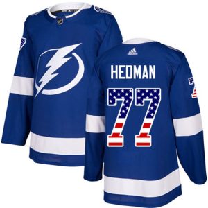 Boern-NHL-Tampa-Bay-Lightning-Ishockey-Troeje-Victor-Hedman-77-Authentic-Blaa-USA-Flag-Fashion