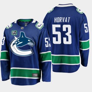 Boern-NHL-Vancouver-Canucks-Ishockey-Troeje-Bo-Horvat-53-Blaa-50th-Anniversary-Hjemme-Player
