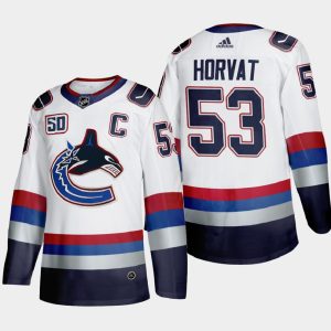 Boern-NHL-Vancouver-Canucks-Ishockey-Troeje-Bo-Horvat-53-Throwback-Hvid-2000s-Vintage-Authentic-Player