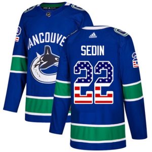 Boern-NHL-Vancouver-Canucks-Ishockey-Troeje-Daniel-Sedin-22-Authentic-Blaa-USA-Flag-Fashion