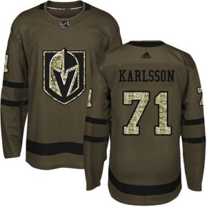 Boern-NHL-Vegas-Golden-Knights-Ishockey-Troeje-William-Karlsson-71-Authentic-Groen-Salute-to-Service