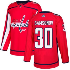 Boern-NHL-Washington-Capitals-Ishockey-Troeje-Ilya-Samsonov-30-Authentic-Roed-Hjemme