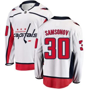 Boern-NHL-Washington-Capitals-Ishockey-Troeje-Ilya-Samsonov-30-Breakaway-Hvid-Fanatics-Branded-Ude