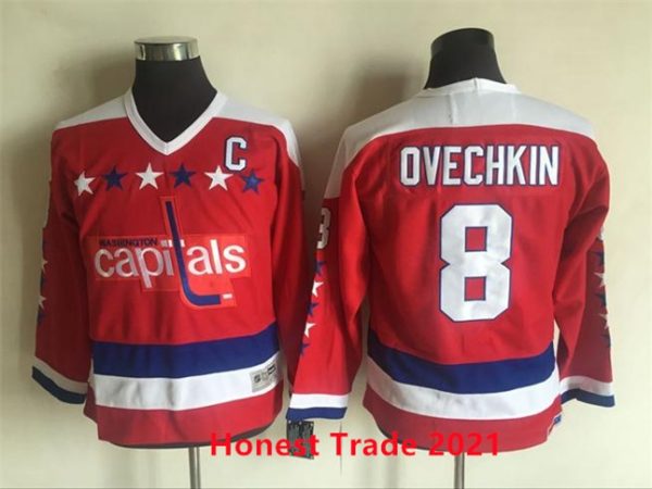 Boern-NHL-Washington-Capitals-Ishockey-Troeje-Retro-Alex-Ovechkin-8-Roed