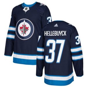 Boern-NHL-Winnipeg-Jets-Ishockey-Troeje-Connor-Hellebuyck-37-Authentic-Navy-Blaa-Hjemme