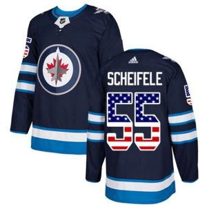 Boern-NHL-Winnipeg-Jets-Ishockey-Troeje-Mark-Scheifele-55-Navy-USA-Flag-Fashion-Authentic