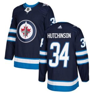 Boern-NHL-Winnipeg-Jets-Ishockey-Troeje-Michael-Hutchinson-34-Authentic-Navy-Blaa-Hjemme