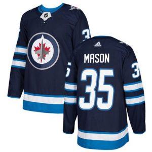 Boern-NHL-Winnipeg-Jets-Ishockey-Troeje-Steve-Mason-35-Authentic-Navy-Blaa-Hjemme