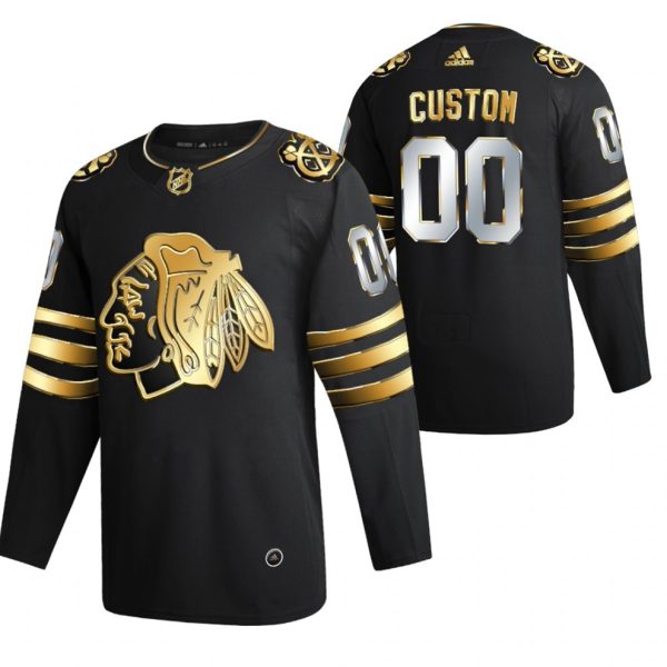 Chicago-Blackhawks-Tilpasset-Troeje-Sort-2021-Golden-Edition-Limited-Authentic