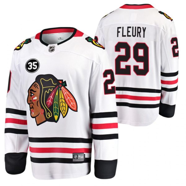 Chicago-Blackhawks-Troeje-Marc-Andre-Fleury-Hvid-35-Patch-Honor-Tony-Esposito-Ude