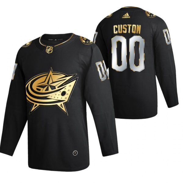 Columbus-Blue-Jackets-Tilpasset-Troeje-Sort-2021-Golden-Edition-Limited-Authentic