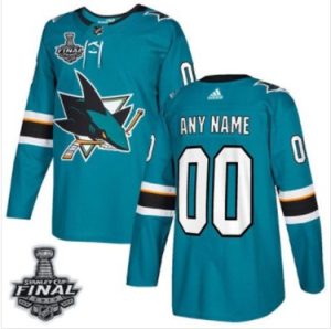 Customized-Sharks-Maend-Teal-Groen-Hjemme-2019-Stanley-Cup-Final-Stitched