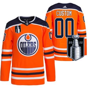 Edmonton-Oilers-Tilpasset-Troeje-2022-Stanley-Cup-Playoffs-00-Orange-Authentic-PrimeGreen