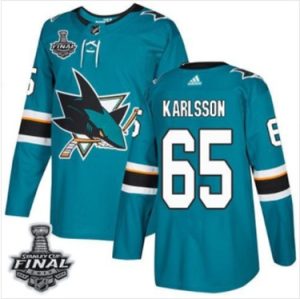 Erik-Karlsson-Maend-Sharks-Teal-Hjemme-Blaa-2019-Stanley-Cup-Final-Stitched