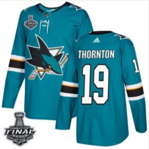 Joe-Thornton-Maend-Sharks-Teal-Hjemme-Blaa-2019-Stanley-Cup-Final-Stitched
