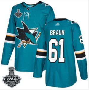 Justin-Braun-Maend-Sharks-Teal-Hjemme-Blaa-2019-Stanley-Cup-Final-Stitched