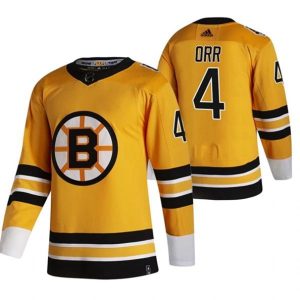 Maend-Boston-Bruins-Troeje-Bobby-Orr-4-2022-Reverse-Retro-Gul-Authentic
