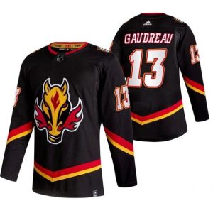 Maend-Calgary-Flames-Troeje-Johnny-Gaudreau-13-2022-Reverse-Retro-Sort-Authentic